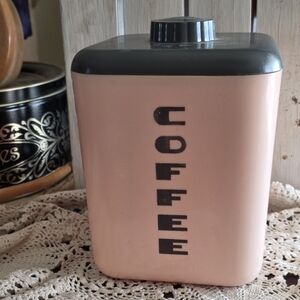 Vintage Pink Coffee Canister | Mid-Century Modern Kitchen Storage | Retro Decor